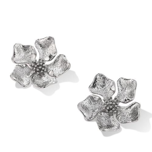 Brass Stud Earring petals plated for woman 27mm Sold By Pair