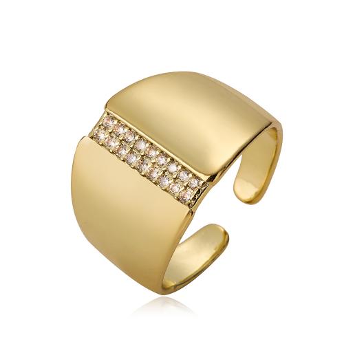 Cúbicos Circonia Micro Pave anillo de latón, metal, chapado, micro arcilla de zirconia cúbica & para mujer, dorado, Vendido por UD