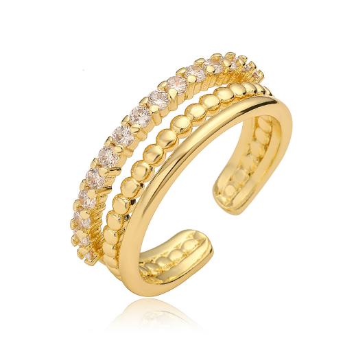 Kubieke Circonia Micro Pave Brass Ring, Messing, plated, micro pave zirconia & voor vrouw, goud, Verkocht door PC