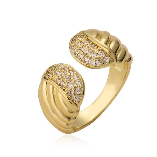 Cúbicos Circonia Micro Pave anillo de latón, metal, chapado, micro arcilla de zirconia cúbica & para mujer, dorado, Vendido por UD