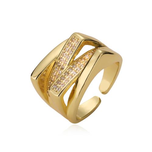 Kubieke Circonia Micro Pave Brass Ring, Messing, plated, micro pave zirconia & voor vrouw, goud, Verkocht door PC