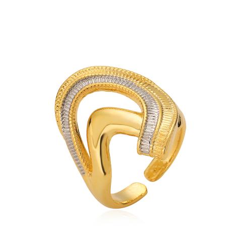 Cúbicos Circonia Micro Pave anillo de latón, metal, chapado, micro arcilla de zirconia cúbica & para mujer, dorado, Vendido por UD