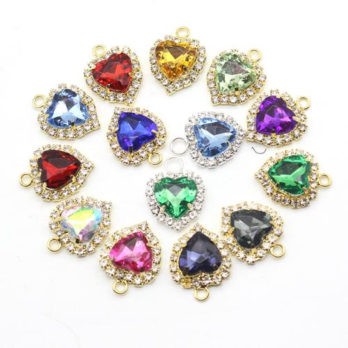 Glass Zinc Alloy Pendant with Organic Glass plated DIY & with rhinestone Sold By PC