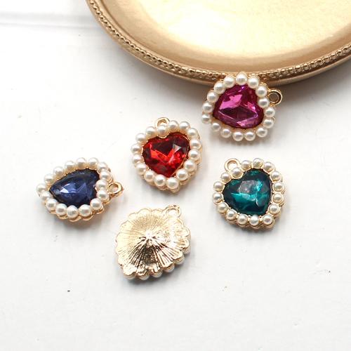 Zinc Alloy Heart Pendants with Resin & Plastic Pearl plated DIY Sold By PC