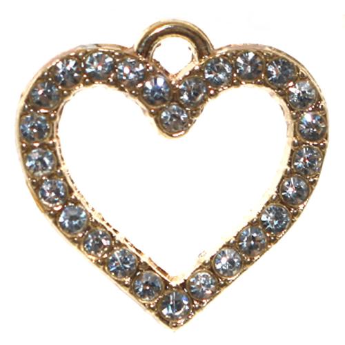 Zinc Alloy Heart Pendants plated DIY & with rhinestone golden Sold By PC