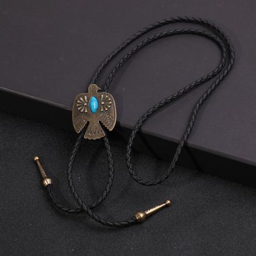 Zinc Alloy Jewelry Necklace with turquoise & PU Leather Unisex Length Approx 61-70 cm Sold By PC