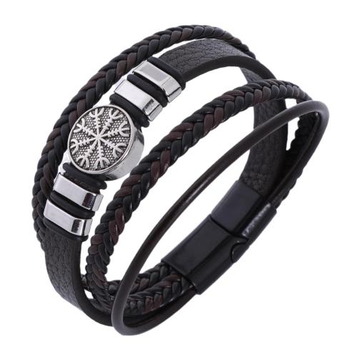 PU Leather Cord Bracelets Zinc Alloy with PU Leather handmade fashion jewelry & for man Sold By PC