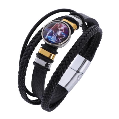 PU Leather Cord Bracelets Zinc Alloy with PU Leather handmade vintage & for man Sold By PC