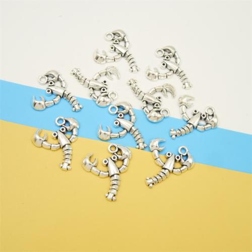 Zinc Alloy Animal Pendants Lobster antique silver color plated DIY Sold By Bag