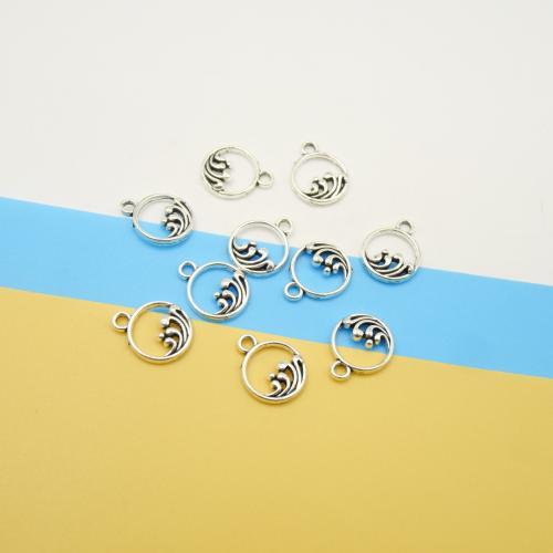 Zinc Alloy Pendants Round antique silver color plated DIY Sold By Bag