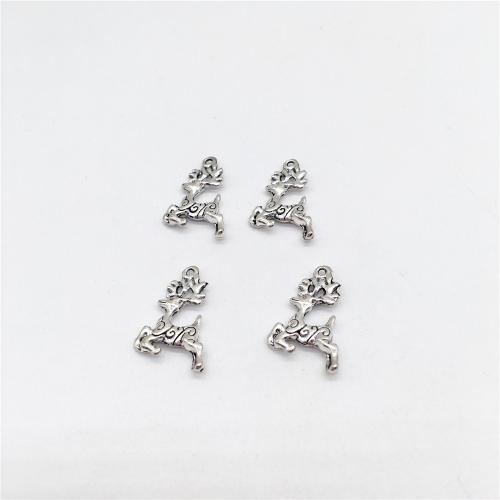 Zinc Alloy Animal Pendants Deer antique silver color plated DIY Sold By Bag