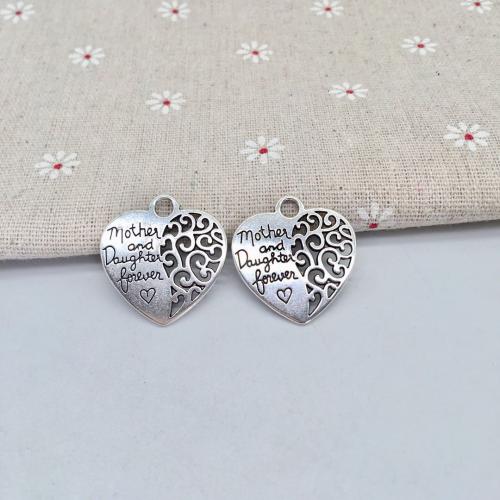 Zinc Alloy Heart Pendants antique silver color plated DIY Sold By Bag