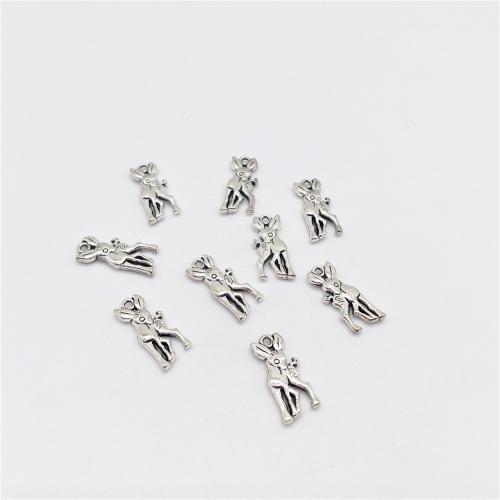 Zinklegering Animal Hangers, Zinc Alloy, Hert, antiek zilver plated, DIY, 20x8x3mm, 100pC's/Bag, Verkocht door Bag