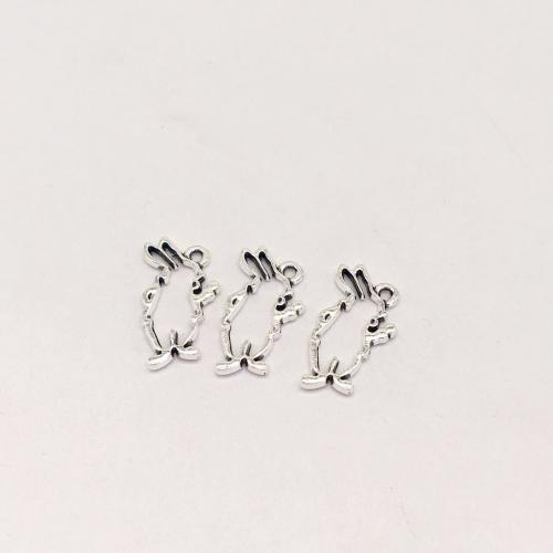 Sinkkiseos Animal riipukset, Kani, antiikki hopea päällystetty, tee-se-itse, 22x13x2mm, 100PC/laukku, Myymät laukku