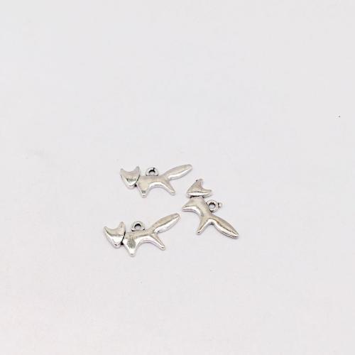 سبائك الزنك المعلقات الحيوان, ثعلب, قطع أثرية فضية اللون مطلي, ديي, 20x10mm, 100أجهزة الكمبيوتر/حقيبة, تباع بواسطة حقيبة