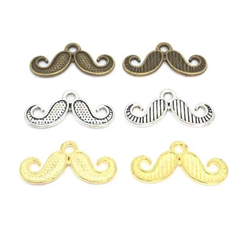 Sinc Alloy Pendants, Mustache, plátáilte, DIY, dathanna níos mó le haghaidh rogha, 10x20mm, 100ríomhairí pearsanta/Mála, Díolta De réir Mála