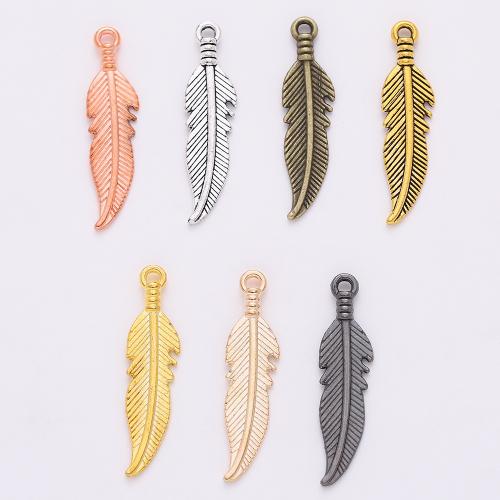 Pendants Sinc Alloy Leaf, plátáilte, DIY, dathanna níos mó le haghaidh rogha, 27x7x2mm, 100ríomhairí pearsanta/Mála, Díolta De réir Mála