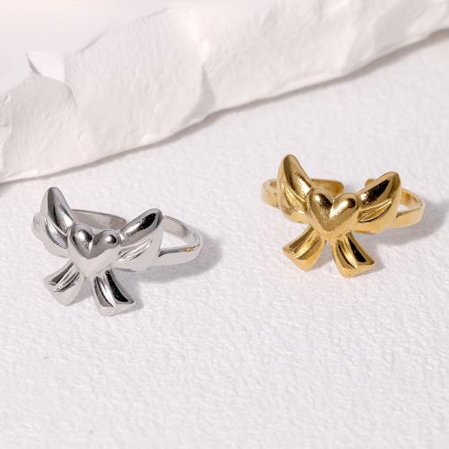 Stainless Steel Finger Ring 304 Stainless Steel Bowknot fashion jewelry & for woman Sold By PC