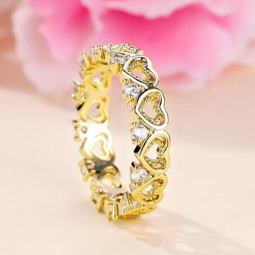 Cubic Zirconia Micro Pave Brass Ring Heart & micro pave cubic zirconia & for woman Sold By PC