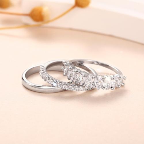 Fashion Brass Ring Set three pieces & micro pave cubic zirconia & for woman Sold By Set