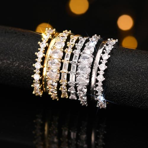 Fashion Brass Ring Set 4 pieces & micro pave cubic zirconia & for woman Sold By Set