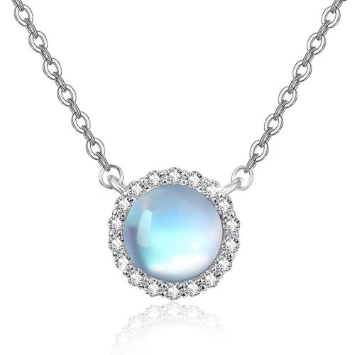 Cubic Zircon Micro Pave Brass Necklace with Moonstone fashion jewelry & micro pave cubic zirconia & for woman 12mm Sold Per Approx 45 cm Strand