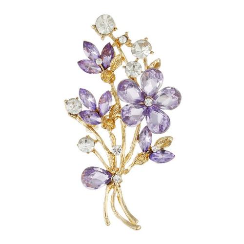 Zinc Alloy Brooches with Glass Bouquet fashion jewelry & for woman & with rhinestone Sold By PC