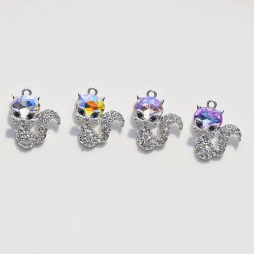 Zinc Alloy Rhinestone Pendants Fox DIY & with rhinestone Sold By Bag