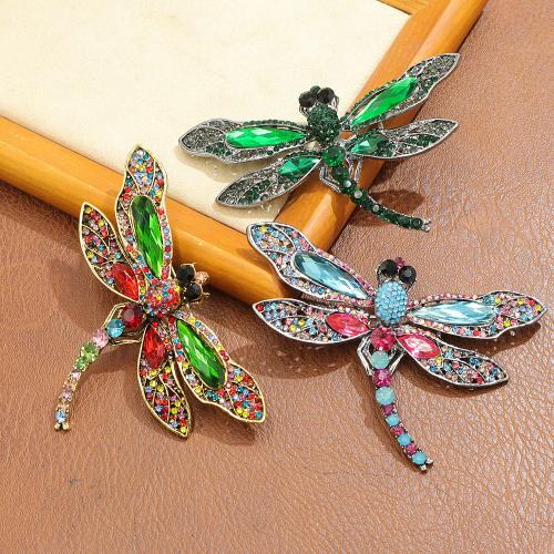 Zinc Alloy Brocher, Dragonfly, mode smykker & for kvinde & med rhinestone, flere farver til valg, 64x100mm, Solgt af PC