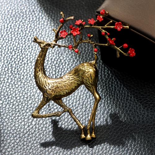 Zinc Alloy Brocher, Deer, mode smykker & for kvinde, 80x63mm, Solgt af PC