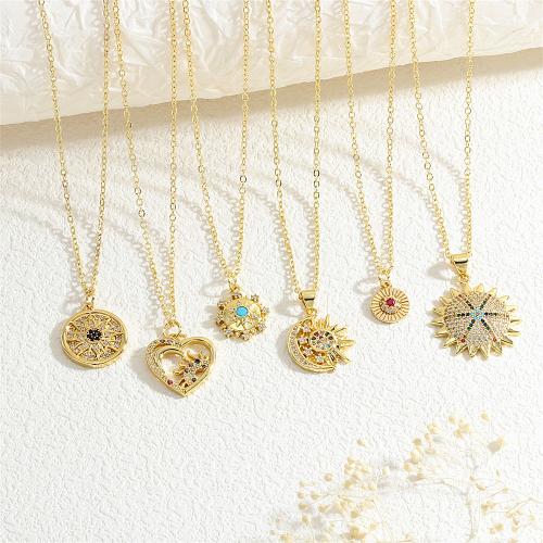 Kubieke Zirkoon Micro Pave Brass Ketting, Messing, met 5cm extender keten, gold plated, Andere vorm voor keuze & mode sieraden & micro pave zirconia & voor vrouw, meer kleuren voor de keuze, nikkel, lood en cadmium vrij, Lengte Ca 40 cm, Verkocht door PC