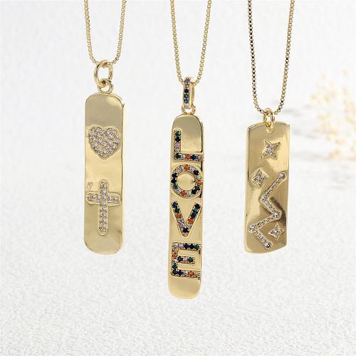 Kubieke Zirkoon Micro Pave Brass Ketting, Messing, met 5cm extender keten, plated, Andere vorm voor keuze & mode sieraden & micro pave zirconia & voor vrouw, meer kleuren voor de keuze, nikkel, lood en cadmium vrij, Lengte Ca 45 cm, Verkocht door PC