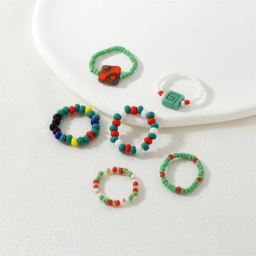 Gemstone Finger Ring, Glas, mode sieraden & elastische & voor vrouw, meer kleuren voor de keuze, Binnendiameter:Ca 17mm, Verkocht door PC