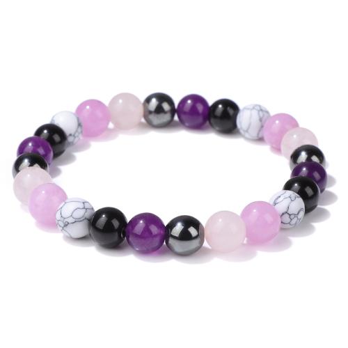 Gemstone Bracelets Round fashion jewelry & for woman mixed colors 8mm Length Approx 19 cm Sold By PC