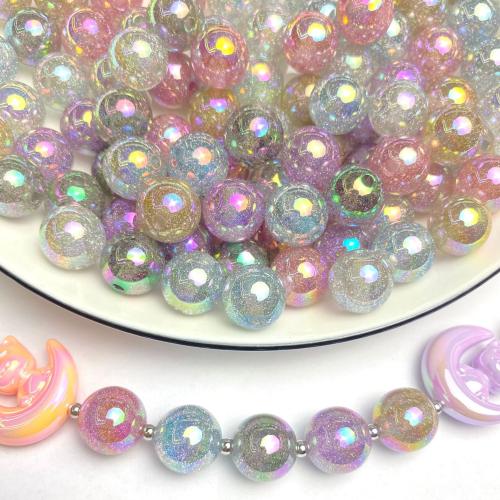 Resin Jewelry Beads Round UV plating DIY 16mm Approx 3.1mm Approx Sold By Bag