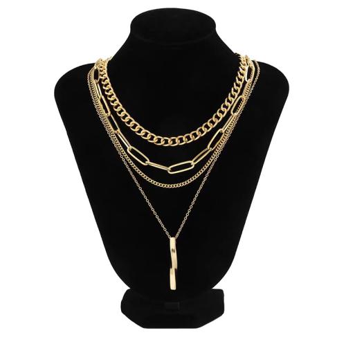 Zinc Alloy Jewelry Necklace plated fashion jewelry & multilayer nickel lead & cadmium free Sold By PC