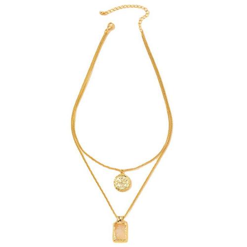 Zinc Alloy Jewelry Necklace with 7cm extender chain gold color plated fashion jewelry golden nickel lead & cadmium free Length 38 cm Sold By PC