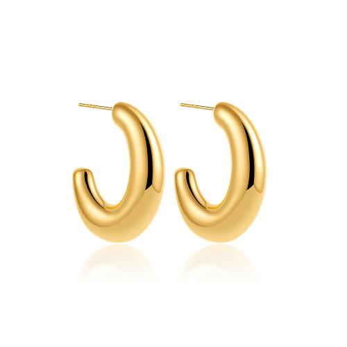 Stainless Steel Stud Earrings 304 Stainless Steel plated for woman gold Sold By Pair