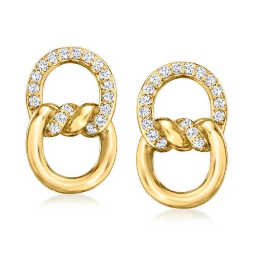 Cubic Zirconia Micro Pave Latão Brinco, cobre, banhado, micro pavimento em zircônia cúbica & para mulher, dourado, vendido por par