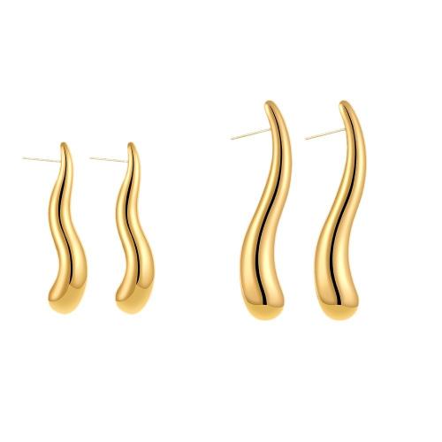 Stainless Steel Stud Earrings 304 Stainless Steel plated & for woman gold Sold By Pair