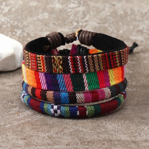 Chain Woven Bracelets Cotton Fabric handmade 4 pieces & for woman multi-colored Sold By Set