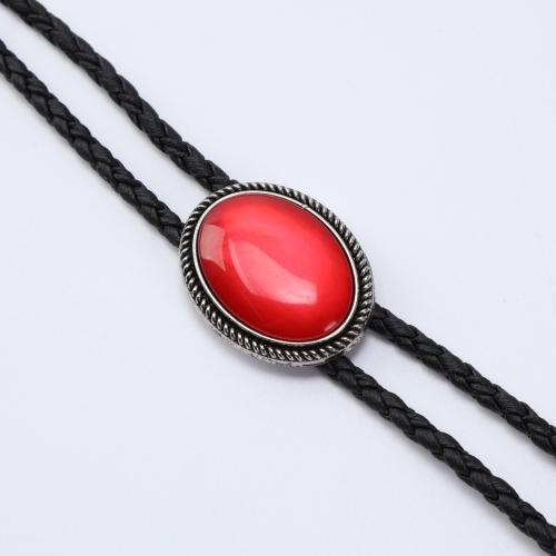 Zinc Alloy Jewelry Necklace with PU Leather & Gemstone vintage & Unisex Length Approx 51-60 cm Sold By PC