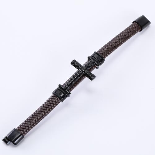 PU Leather Cord Bracelets Zinc Alloy with PU Leather vintage & for man Sold By PC