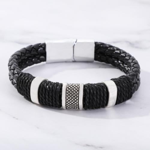 PU Leather Cord Bracelets Zinc Alloy with PU Leather vintage & for man Sold By PC