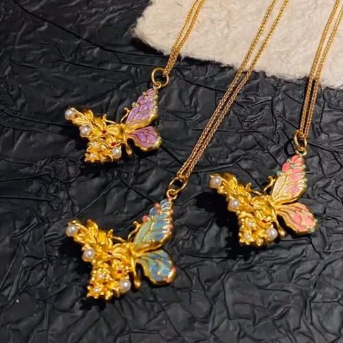 Brass Jewelry Pendants Butterfly sang gold plated DIY & enamel Sold By PC