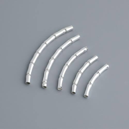 925 Sterling Silver Curved Tube Beads Bamboo DIY Sold By PC