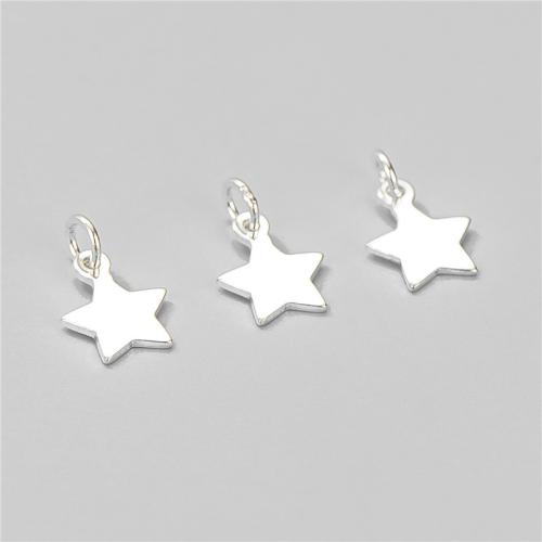 925 Sterling Silver siogairlín, Star, DIY, airgid, 6.50x8.10mm, Poll:Thart 2.2mm, Díolta De réir PC