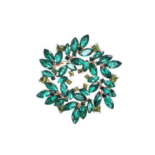 Zinc Alloy Brocher, for kvinde & med rhinestone, grøn, 56x56mm, Solgt af PC