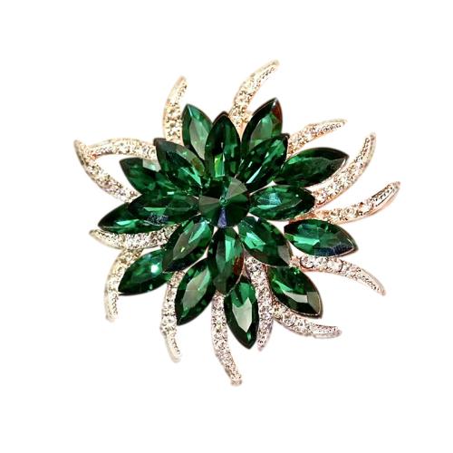 Zinc Alloy Brooches for woman & with rhinestone green Sold By PC