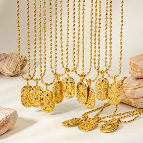 Colar de jóias de aço inoxidável, Aço inoxidável 304, with 5cm extender chain, joias de moda & Vario tipos a sua escolha & micro pavimento em zircônia cúbica & para mulher, dourado, comprimento 40 cm, vendido por PC